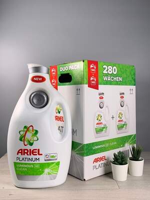 Універсальний гель для прання Ariel  PLATINUM LUMINOUS   6,300мл, 140 праннів. 2шт/ящ.