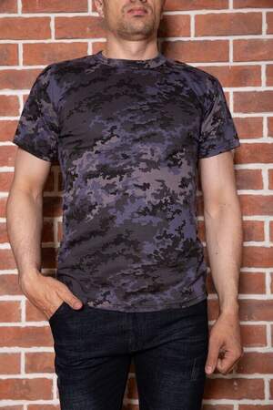 ФУТБОЛКА ЧОЛОВІЧА КАМУФЛЯЖНА СІРО-СИНЯ БАВОВНЯНА