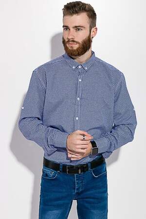 СОРОЧКА СИНЬО-БІЛА У КЛІТКУ З ДОВГИМИ РУКАВАМИ