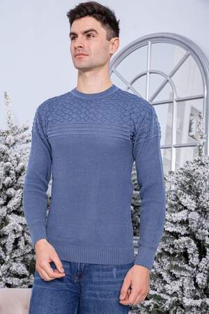 ОДНОТОННИЙ ЧОЛОВІЧИЙ СВЕТР КОЛЬОРУ ДЖИНС