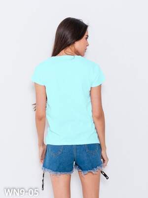 Мятная футболка с кошачьим принтом