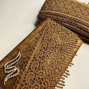 (1 метр) Кружево макраме Sindtex 10см Цвет - Золотой (36М-SF-3998-10)