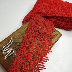 (1 метр) Кружево макраме Sindtex 10см Цвет - Красный (36М-SF-3998-7)