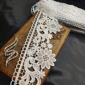 (1 метр) Кружево макраме Sindtex 8,5см Цвет - Белый (34М-C70072-1)