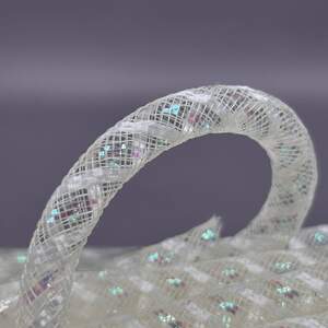 (19 метров, D-10мм) Регилин трубчатый с люрексом - молочный с переливом