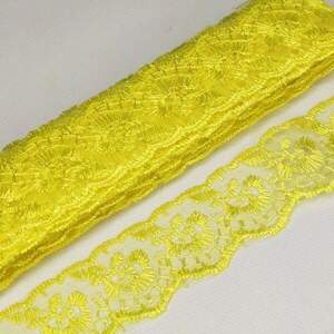 (9 метров) Кружево Яблочко органза (ширина 4см) Лимонный