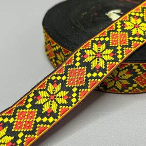 3 см тесьма национальная с украинским орнаментом - оранжевый ромб