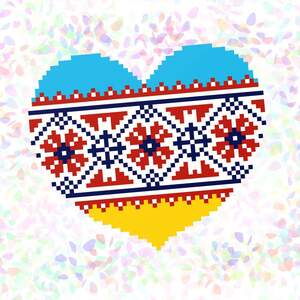 K-139 Сердце в красной вышеванке (10х15 см). Confetti. Водорастворимый флизелин с рисунком K-139 Сердце в красной вышеванке (10х15 см). Confetti. Водорастворимый флизелин с рисунком