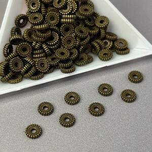 Бусина разделитель металл Рондель 2х6 мм, бронза