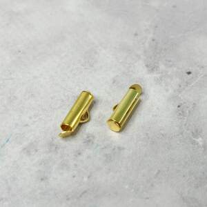 Концевик-трубочка слайдер для украшений 13 мм - лимонное золото Концевик-трубочка слайдер для украшений 13 мм - лимонное золото