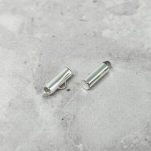 Концевик-трубочка слайдер для украшений 13 мм - светлое серебро Концевик-трубочка слайдер для украшений 13 мм - светлое серебро