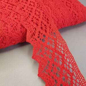 Кружево льняное 5см - Красный (М6368) Кружево льняное 5см - Красный (М6368)