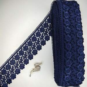 Кружево макраме Sindtex 7,5см (20м) Цвет - Синий тёмный (25-F1375E1-7)