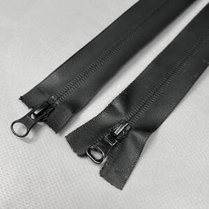 Молния спиральная Т7 прорезиненная матовый черный - 2 бегунка 100 см