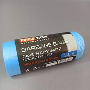 Мусорные пакеты Housework 35л х 30 шт премиум голубые