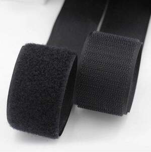 На метраж Черная 1,6см текстильная застёжка (липучка, лента Velcro) отрез кратно 1м.