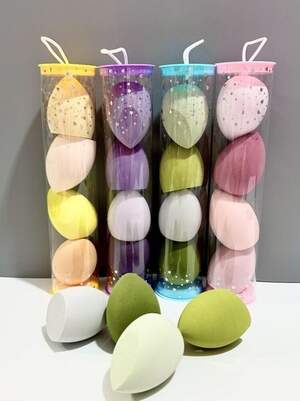 Набор бьюти-блендеров для макияжа в тубусе, 4шт