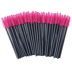 Нейлоновые щеточки для расчесывания ресниц и бровей Малиновые, 50шт