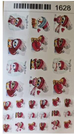 Новогодняя наклейка для дизайна ногтей 1628