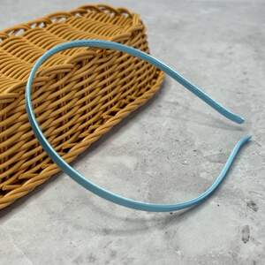 Обруч для волос с атласной лентой 5мм - голубой