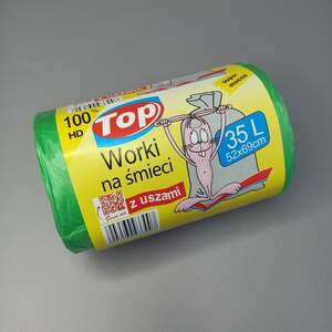 Пакет для мусора 35л 100 HD с ушами зеленый 52х69