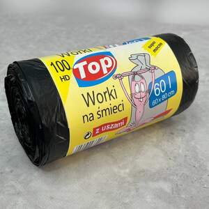 Пакет для мусора 60л 100 HD с ушами чорный 60х80