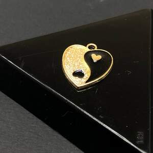 Подвеска сердце Инь-Янь 16х17 мм, цвет Золото