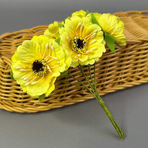 Подсолнух, букет 6 цветков - желтый