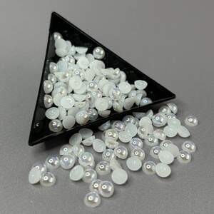 Полубусины пришивные 6 мм, 20 гр/уп цвет - белый с АВ покрытием