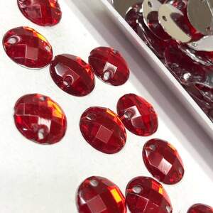 Полубусины пришивные граненые 10 мм, 20 г/уп цвет - красный