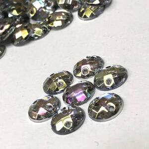 Полубусины пришивные граненые 8 мм, 20 г/уп цвет - серебро радужный