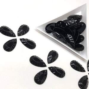 Полубусины пришивные капля граненые 12х20мм, 25 шт цвет - черный