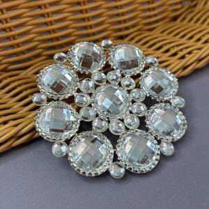 Протяжка декоративная в стразах 7,5 см #7652 - серебро