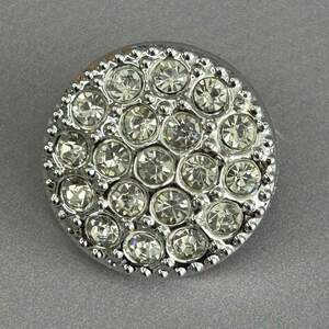 Пуговица на ножке пластик Ø-25 мм (40L), - серебро с стразами