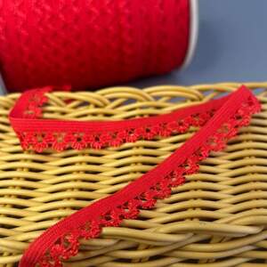 Резинка ажурная, отделочная 14мм - красная #4