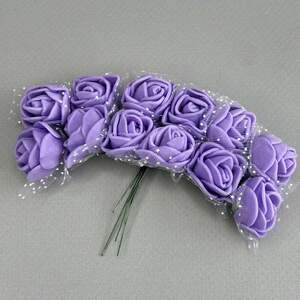 Розочки с фатином из фоамирана (12шт) цвет - Фиолетовый