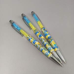 Ручка шариковая Touch pen (стилус)-Сваровски-Украина желто-голубая