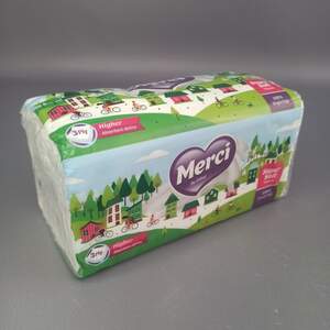 Салфетки бумажные белые 500 шт, Merci в мягкой упаковке, салфетка 20х18см, трехслойная