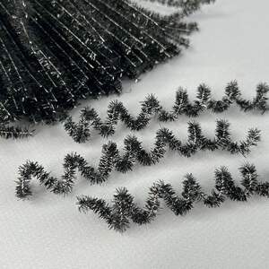 Синельная проволока люрекс - Черный с серебром Синельная проволока люрекс - Черный с серебром