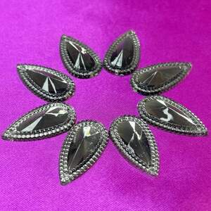 Стразы акриловые пришивные 16х30мм, серый