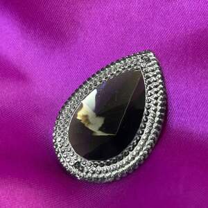 Стразы акриловые пришивные 30х40 мм, черная прозрачная капля