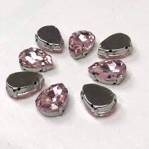 Стразы в цапах 13х18 мм (стекло) Капля, розовый