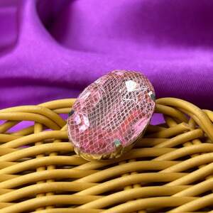 Стразы в цапах пришивные, овальные 20х28 мм - розовый