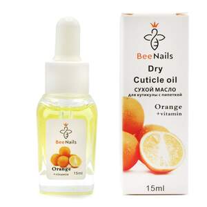 Сухое масло для кутикулы с пипеткой Bee Nails апельсин, 15мл Сухое масло для кутикулы с пипеткой Bee Nails апельсин, 15мл
