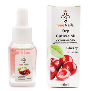 Сухое масло для кутикулы с пипеткой Bee Nails вишня, 15мл Сухое масло для кутикулы с пипеткой Bee Nails вишня, 15мл