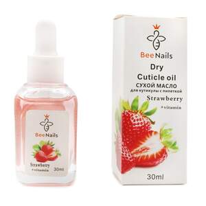 Сухое масло для кутикулы с пипеткой Bee Nails клубника, 30мл Сухое масло для кутикулы с пипеткой Bee Nails клубника, 30мл