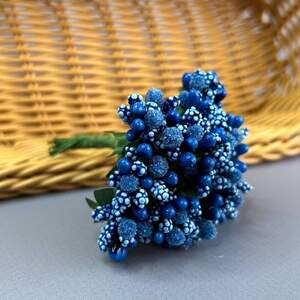 Тычинки в букете на ветке 8,5 см - синий