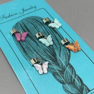 Украшение для волос и косичек - набор 5 шт Бабочки перламутр