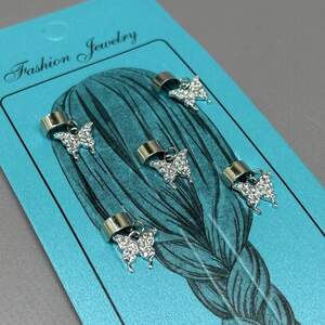 Украшение для волос и косичек - набор 5 шт Бабочки сталь