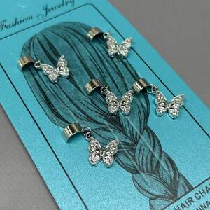 Украшение для волос и косичек - набор 5 шт Бабочки-1 сталь